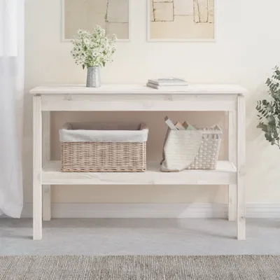 Image de vidaXL Table de console Blanc 110x40x75 cm Pin massif - Table de console - Tables de console - Table - Table de couloir