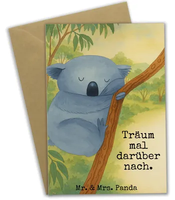 Produktbild von Mr. & Mrs. Panda Grußkarte Koalabär Design - Weiß - Geschenk, Beileidskarte, weihnachtskarten, Lustige Sprüche, Koala, Schlafzimmer, Träumen, Traumland, einladungskarten