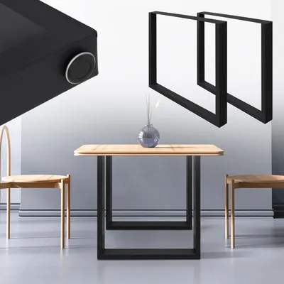Tischbeine 2er-Set 70 x 72 cm, Stahl schwarz, industriell