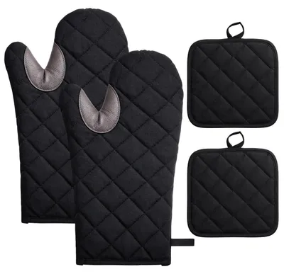Immagine prodotto di Guanti in cotone resistenti al calore, set da 2, con 2 presine, antiscivolo e lavabili