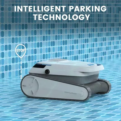 Image de Robot de piscine PC10 - Fonctionnement sans fil sur batterie - Nettoyage automatique des parois et du fond - Planification d'itinéraire - Plusieurs modes de nettoyage - Blanc