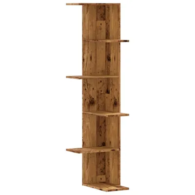 Obrázek produktu pro vidaXL Rohová nástěnná police ve vzhledu regenerovaného dřeva 36,5x36,5x140 cm materiál na bázi dřeva