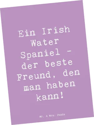 Produktbild von Mr. & Mrs. Panda Postkarte Spruch Irish Water Spaniel Freund - Lavendeltraum - Geschenk, intelligent, Hunderasse, Hunderassen Vielfalt, Ansichtskarten, Grußkarte, Hund