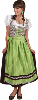 Produktbild von O9696-38-A grün-braun Damen Trachten Kleid lang Dirndl Gr.38