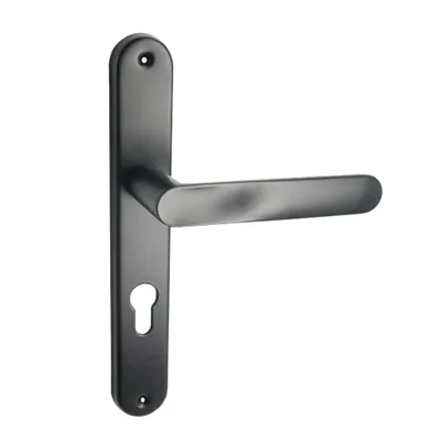 Obrázok produktu pre Domino kľučka OVAL BLACK 72 PZ sada pákových kľučiek na izbové dvere, kancelárske dvere, pivničné dvere, interiérové dvere, v tvare L, hliníková čierna