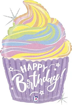 Obrázek produktu pro Tvar Folienballon "Happy Birthday Cupcake Pastell ca.68 cm