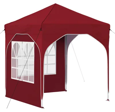 Image de vidaXL Tente de réception pliable 192 x 192 x 245 cm Rouge bordeaux