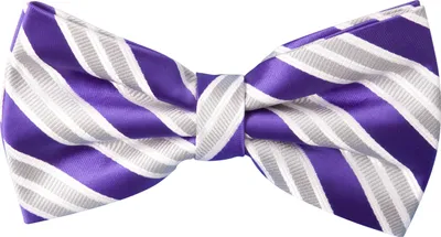 Produktbild von Fabio Farini - 1 Stück Violette Herren Fliegen - Männer Querbinder Vorgebunden Bowtie Streifen-Lila/Hellgrau/Weiß -African Violet/Arctic Seal/Mercury Shower