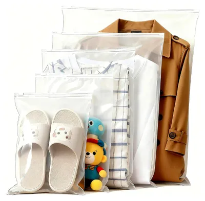 Produktbild von Wiederverwendbare Druckverschlussbeutel für die Aufbewahrung von Kleidung und Kosmetik, 5 Größen, 30 Stück