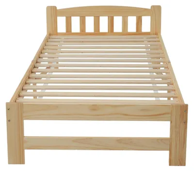 Image de Cadre de lit en bois massif - Lit simple 90 × 200 cm - Pin - Sans rangement - À monter soi-même - Teinte du bois : Stil B