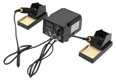 Produktbild von Holzbrenngerät Set - Pyrographie Station 60W 220V - Digitalanzeige - 2 Brennhandgriffe - EU-Stecker - Schwarz