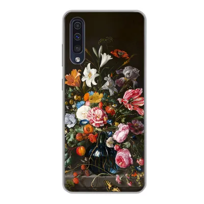 Produktbild von MuchoWow® Handyhülle Schutzhülle Hülle für Samsung Galaxy A50 Vase mit Blumen - Jan Davidsz de Heem - Kunst Silikon Softcase Handy Hülle - Mobiltelefonhülle