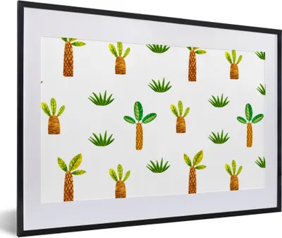 Produktbild von MuchoWow® Gerahmtes Poster Dschungel - Gras - Baum 60x40 cm - Poster mit Schwarzem Bilderrahmen Wandposter Rahmen Foto Bilder - Schlafzimmer - Plakat in Rahmen - Drucken