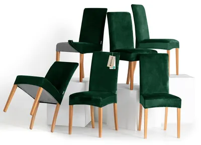 Produktbild von Set aus 6 Stretch-Stuhlhussen - Waschbarer Schutz für Esszimmerstühle