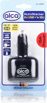 Produktbild von alca® Auto Stecker 2 USB und 1 12V Multistecker