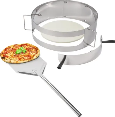 Produktbild von BARBEC-U Pizzaring, macht aus einem Kugelgrill einen Pizzaofen, verstellbarer Durchmesser von 46 bis 56 cm, Pizzaring inkl. integriertem Thermometer, Pizzaschaufel und Pizzastein