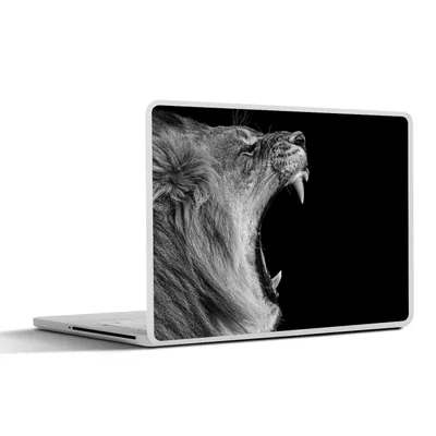 Produktbild von MuchoWow® Laptop Aufkleber Sticker Cover Tiere - Löwe - Schwarz - Weiß - Porträt 30x22 cm - Laptop-Sticker
