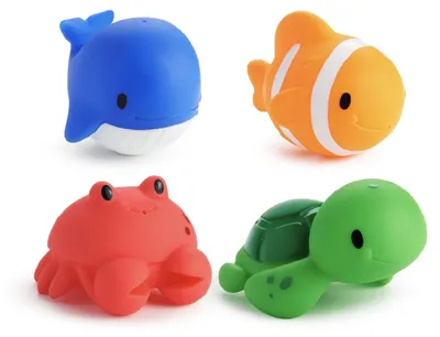 Produktbild von Munchkin 4er Pack Ozean Quetscher Babys Badespielzeug | Wasserspiel