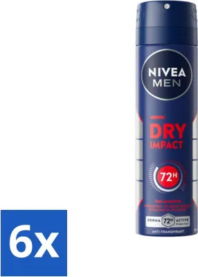 Zdjęcie produktu dla NIVEA MEN - Dezodorant w sprayu - Dry Impact - 150 ml - opakowanie ekonomiczne - 6 szt