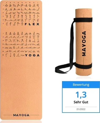 Produktbild von Yogamatte aus Kork 6mm dick, 183x61cm, mit Trageriemen