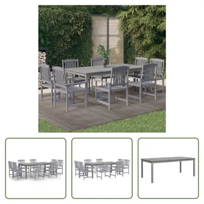 Image de The Living Store 9-pièces salon de jardin en bois massif d'acacia gris