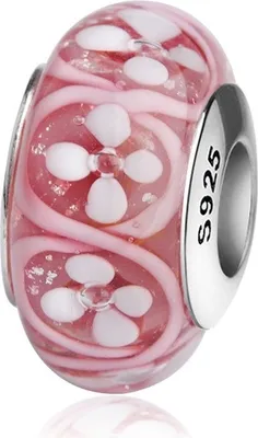 Produktbild von PANDACHARMS Rosa Blumengirlande Glas Charm, 925er Sterling Silber, passt zu Pandora