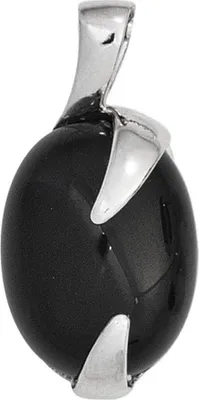 Produktbild von Anhänger aus 925 Silber Edelstein Onyx oval glatt glänzend Damen