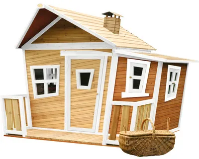 Image de Axi Lisa Maison Enfant En Bois  | Maison De Jeux Pour L'Extérieur / Jardin En Marron & Blanc | Maisonnette / Cabane De Jeu Avec Des Fenêtres &