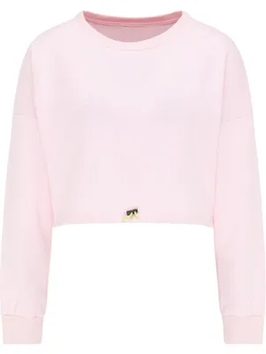 Produktbild von Damen Rosa Baumwoll-Pullover Oversize verkürzt mit neonfarbenem Gummizug Größe L