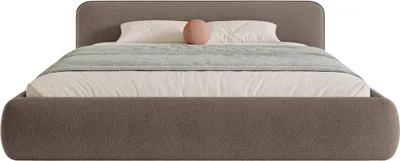 Produktbild von FEDVE Polsterbett Taftan aus Bouclé-Stoff 180x200 cm, Braun