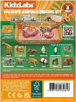 Zdjęcie produktu dla Zestaw do wykopalisk 4M „Dzikie zwierzęta” – zabawka edukacyjna, zestaw archeologiczny
