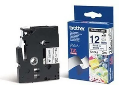Image de Cassette de ruban Brother 12mm blanc/bleu TZEFA3