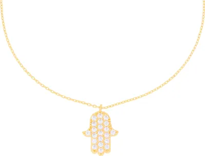 Produktbild von 585er Gelbgold Collierkette mit Fatimas Hand Anhänger Zirkonia
