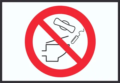 Produktbild von Keine Binden und Tampons ins WC werfen Symbol Schild A3 Rückseite selbstklebend