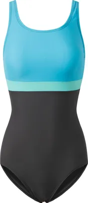 Produktbild von Damen 1 Stück Badeanzug Sport lebendige Farbe Blockieren U-Rücken ein Stück Badeanzug Blau L