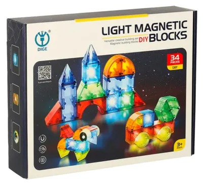 Produktbild von KIK Magnetische leuchtende Konstruktionsbausteine, 34 Stü ck