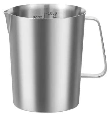 RVS Maatbeker 1000 ml, Edelstahl, mit Skala und Ausguss