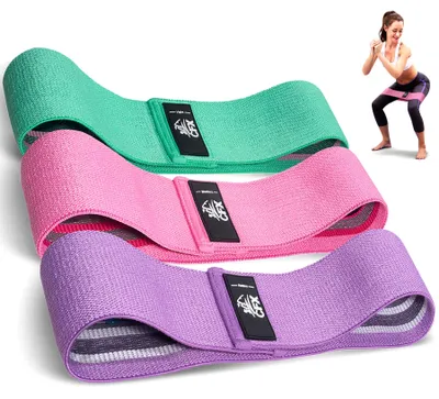 Productafbeelding van fitnessbandenset yogaband in 3 treksterktes voor beentraining