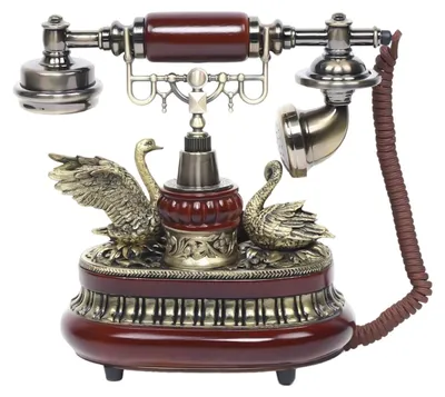 Produktbild von Retro Schwan Telefon - Tischtelefon - Vintage Antik Stil - europäisches nostalgisches Design - dekoratives Festnetztelefon für Wohnzimmer Schlafzimmer Büro - Braun