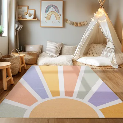 Zdjęcie produktu dla Homebyhome Dywan dziecięcy tęczowy wzór dla chłopców dywan dla dziewczynek, dywan do pokoju dziecięcego, solidny rozmiar 160x230 cm