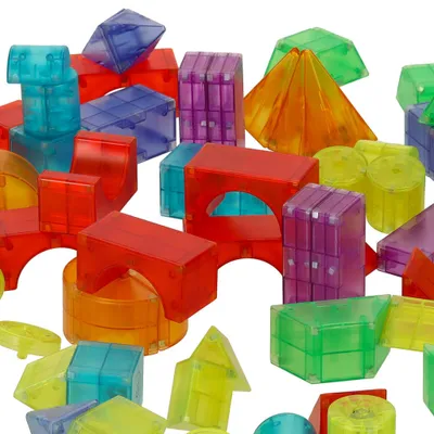 Image de Blocs magnétiques de construction, éléments lumineux, figurines 3D, 64 pièces.