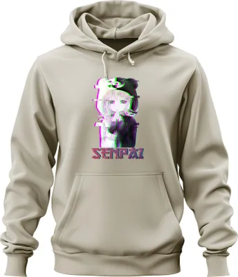 Produktbild von SENPAI Anime Kawaii Chibi Glitch Manga Otaku Bär Kapuze Vaporwave Uni Hoodie Kapuzenpullover, Natur, 3XL