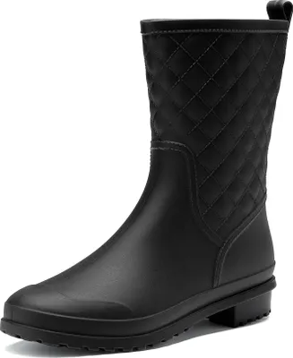 Produktbild von DREAM PAIRS Damen Gummistiefel Halbhoch Wasserdicht Gummistiefeletten Regenstiefel Kurzschaft Boots Outdoor Gartenschuhe Anti-Rutsch,Farbe:SCHWARZ,Größe:39