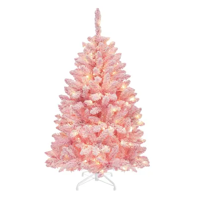 Produktbild von 137cm Weihnachtsbaum Rosa, beleuchtet, mit 200 warmweißen Lichtern, 400 PVC Spitzen, Kiferbaum Christbaum