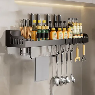 Immagine prodotto di Portaerbe da parete - Organizzatore per spezie - Grigio - 50 cm