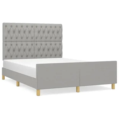 Zdjęcie produktu dla vidaXL Rama łóżka bez materaca jasnoszara 140x190 cm tkanina