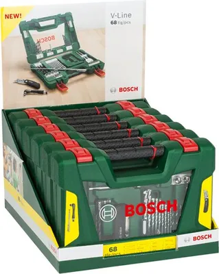 Produktbild von V-Line Box, Bohrer- und Bit-Set, 68-teilig, Klappmesser, Magnetstab, Winkelschr.