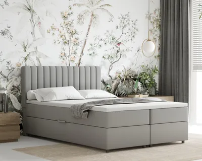 Produktbild von Boxspringbett 140x200 EVEREST, mit Topper, mit Bettkästen, Doppelbett, Hellgrau, Panda Möbel