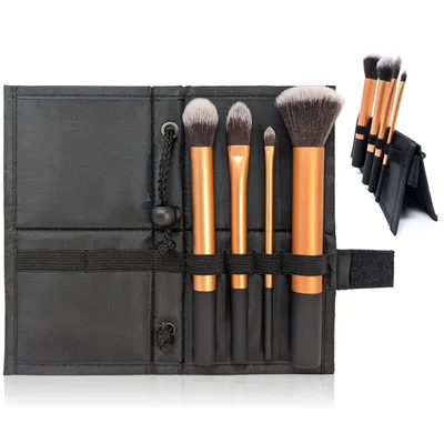 Produktbild von com-four® 5-teiliges Make-Up Pinselset - Schminkpisel mit Schutz-Tasche für Unterwegs - Puder-Pinsel, Rougepinsel, Foundation Pinsel und Detail-Pinsel
