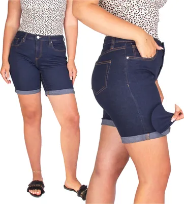 Produktbild von FIRI Damen Sommer-Jeansshorts, Dunkelblau, 46 3XL